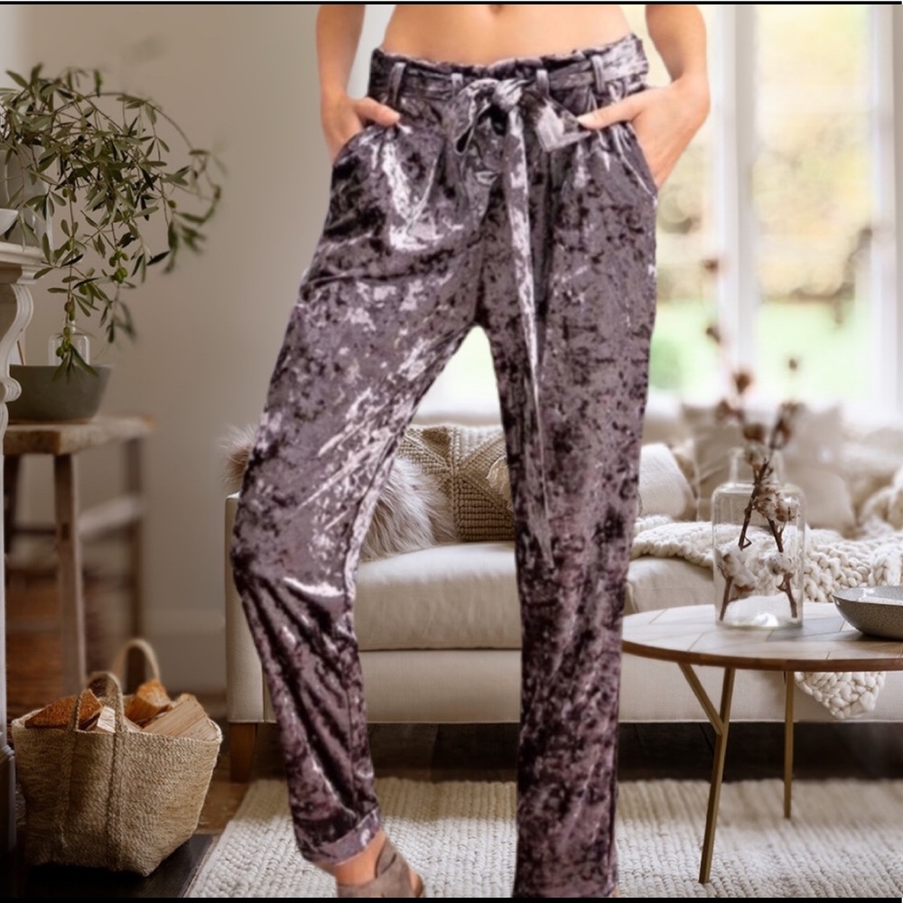 Crushed Velvet Cuffed Lounge Joggers